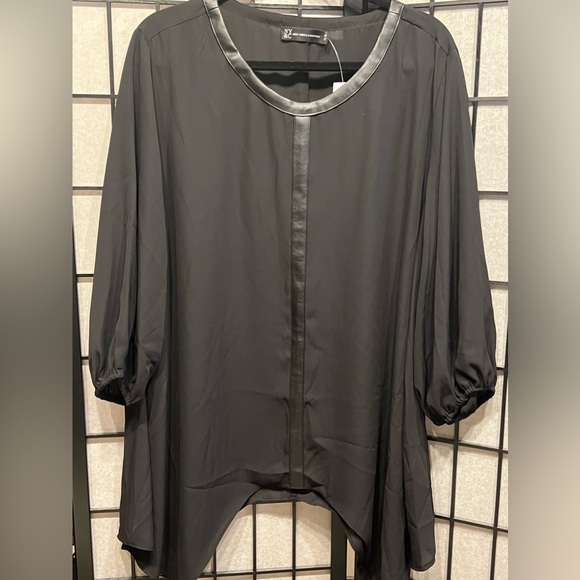 New York & Company Faux Leather Trimmed Tunic - XXL - Picture 1 of 4